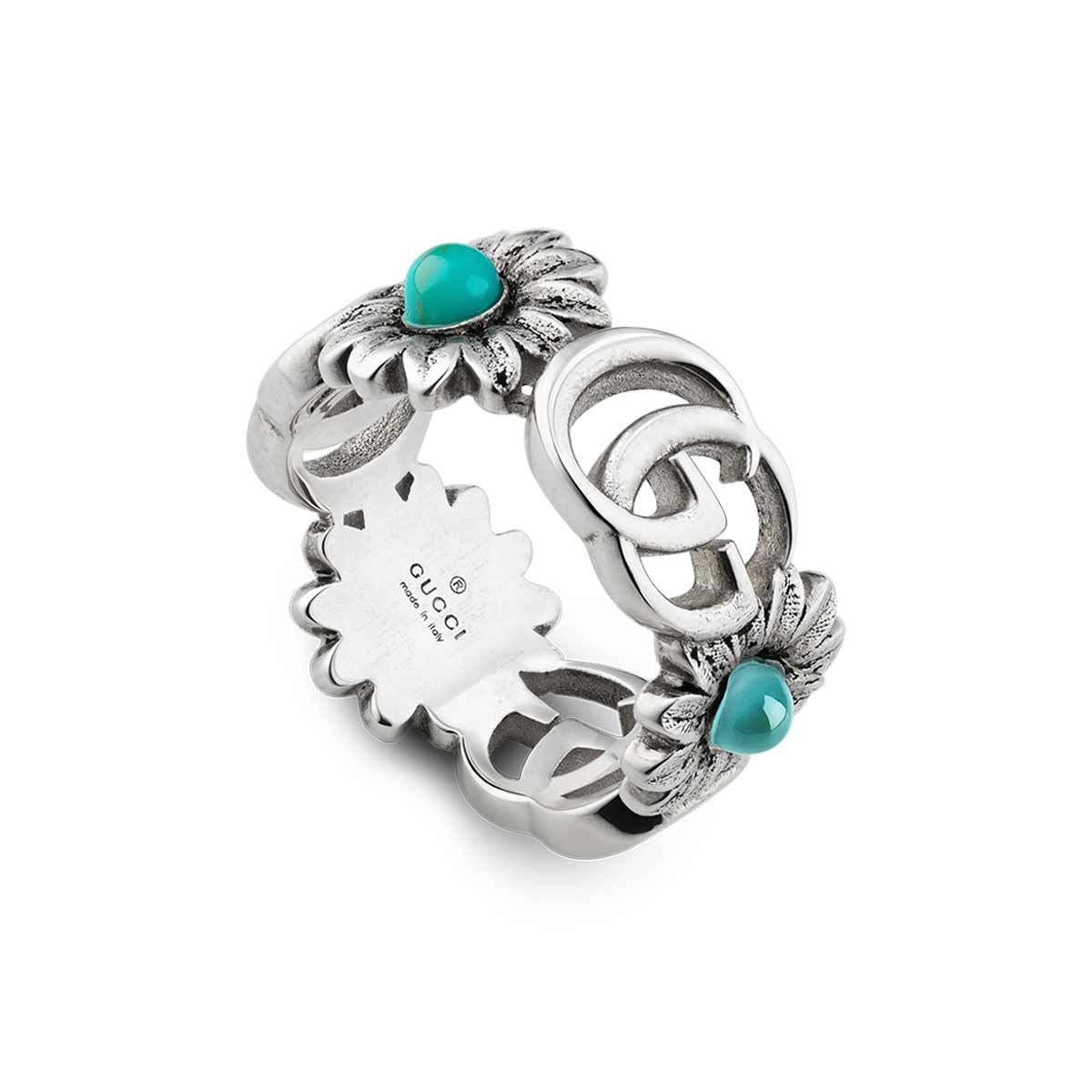 Gucci Silver Marmont Double G Topaz Ring