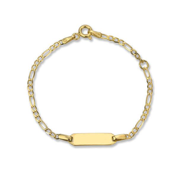 14k Yellow Gold Figaro Link Baby ID Bracelet