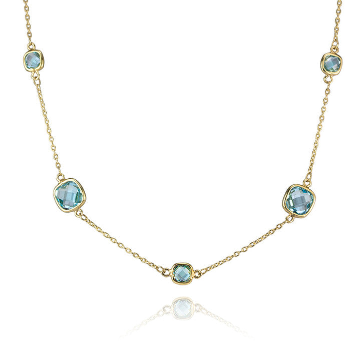 18k Yellow Gold Blue Topaz Necklace