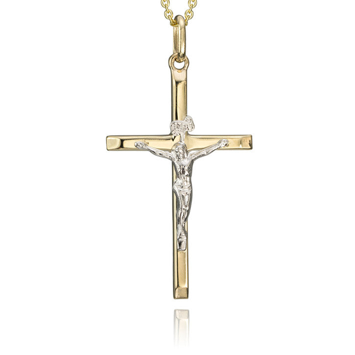14k Yellow and White Gold Cross Pendant
