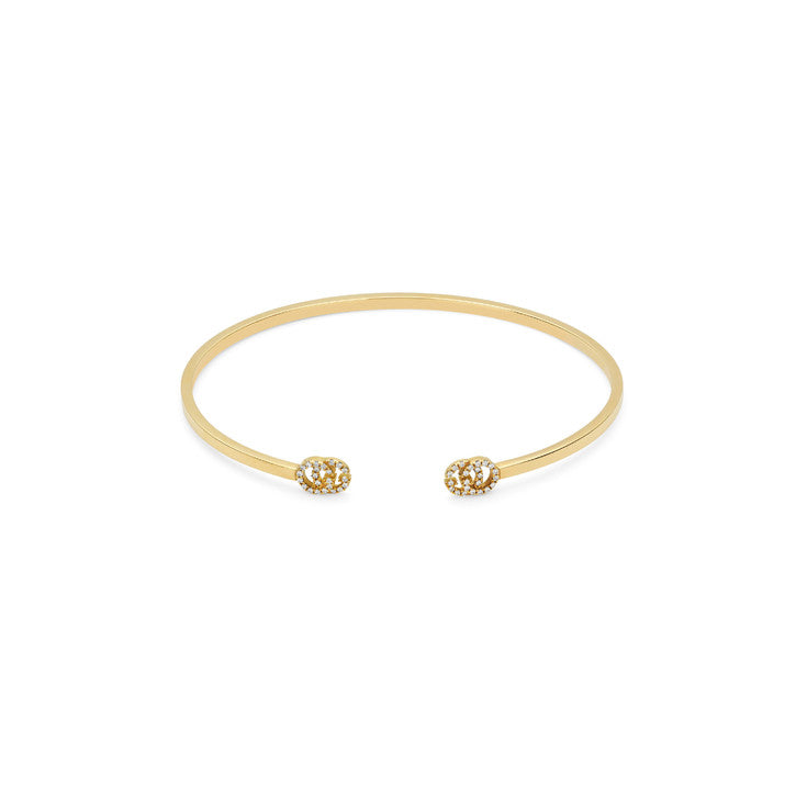 Gucci 18k Yellow Gold GG Diamond Cuff Bracelet