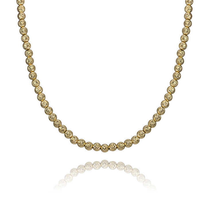 18k Yellow Gold Ha mmered Ball Chain