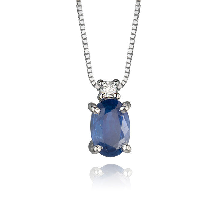 18k White Gold Sapphire Diamond Necklace