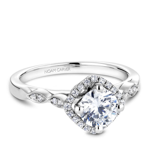 Noam Carver 14K White Gold Floral Diamond Engagement Ring (B084-01A)