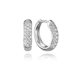 14K White Gold PavÃ© Diamond Hoop Earrings