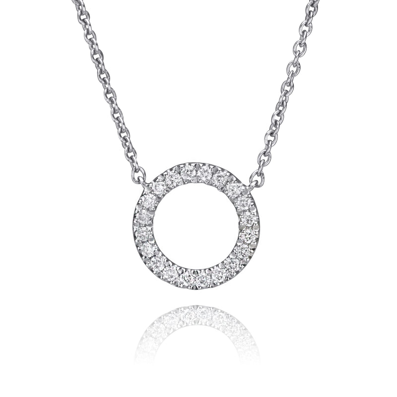 14k White Gold Mini Diamond Circle Necklace