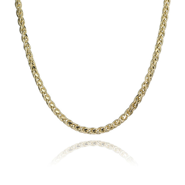 14k Yellow Gold Hollow Franco Link Necklace 20"