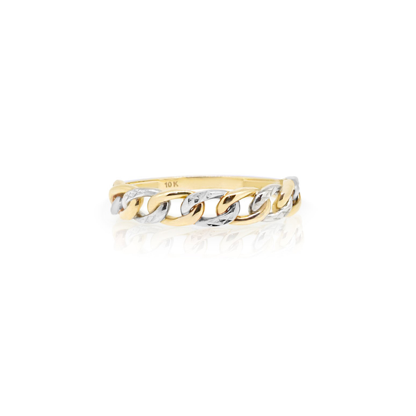 10k Yellow and White Gold Chain Link Ring