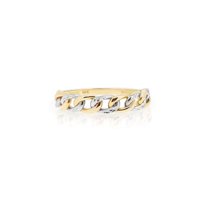10k Yellow and White Gold Chain Link Ring