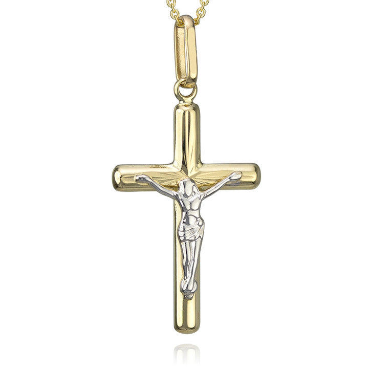 18k Yellow and White Gold Cross Pendant