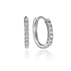 14K White Gold and Diamond Hoop Earrings