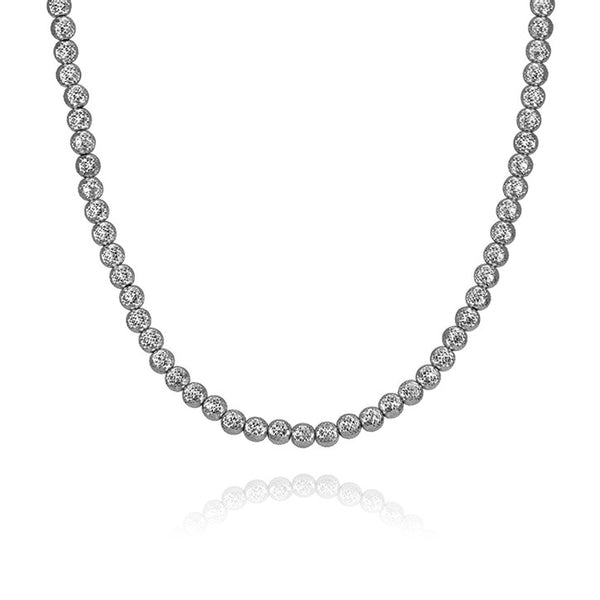 18k White Gold Ha mmered Ball Link Chain