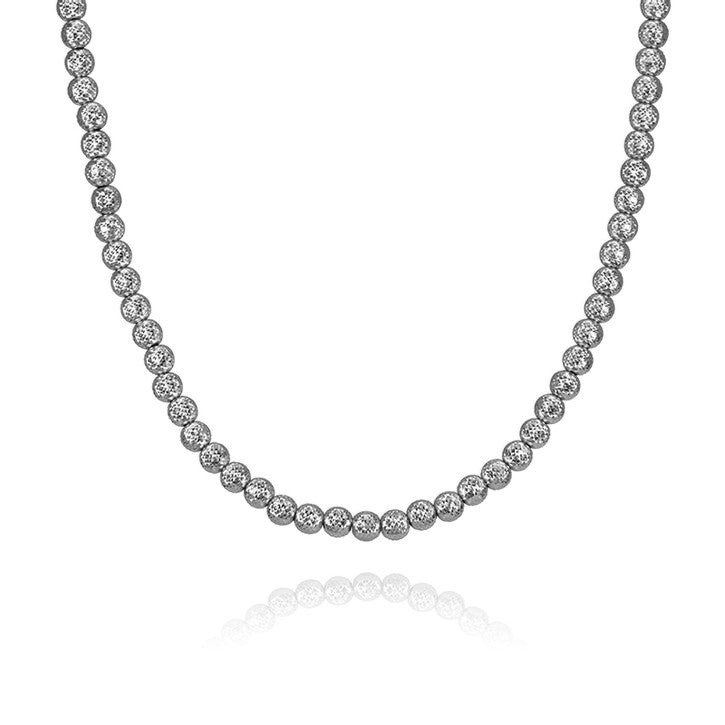 18k White Gold Ha mmered Ball Link Chain